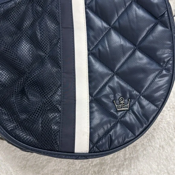 Oliver Thomas Navy Blue Maxxed Out Quilted Tennis Sling Bag with White Accents - Picture 9 of 13